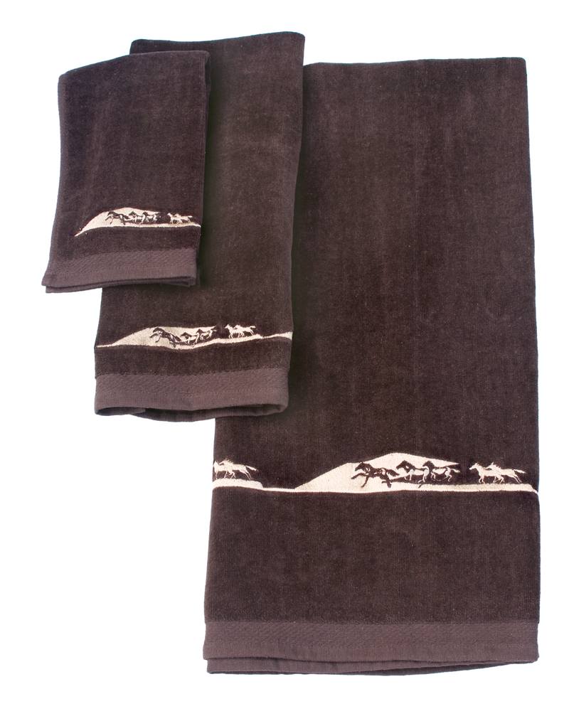 Bath Towel Set, Dark Brown - 2 Design Options