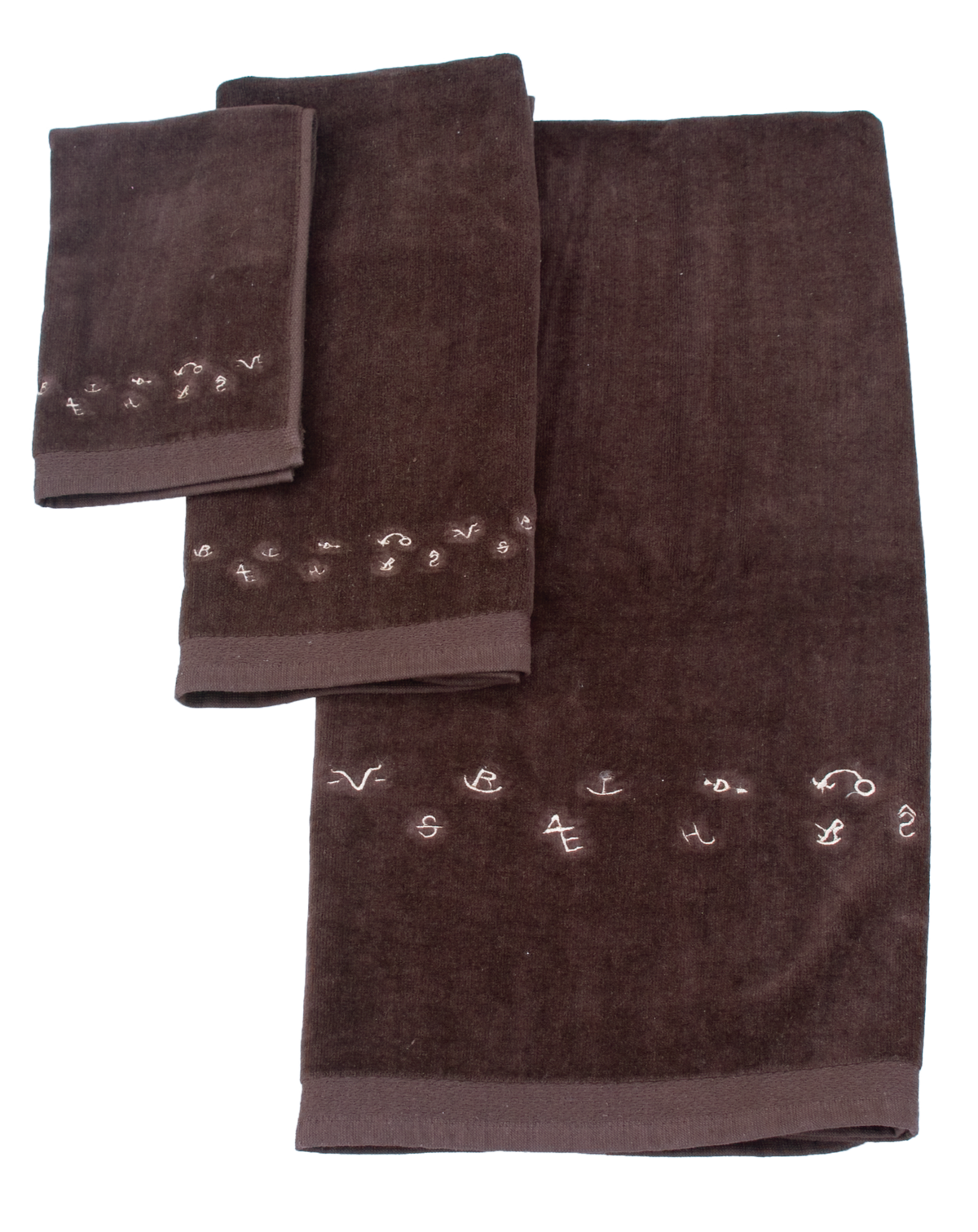 Bath Towel Set, Dark Brown - 2 Design Options