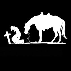 Remember Praying Cowboy Decal