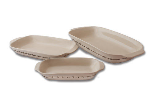 3 Piece Stoneware Baking Dishes - 3 Designs Available