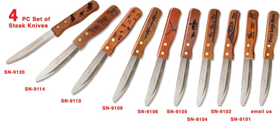 Steak House-Style Knives Set 4 Piece (Multiple Engraving Options)